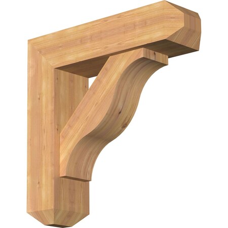 Ekena Millwork Funston Craftsman Smooth Bracket w/ Offset Brace, Western Red Cedar, 7 1/2"W x 28"D x 28"H BKT0806X28X28FST04SWR